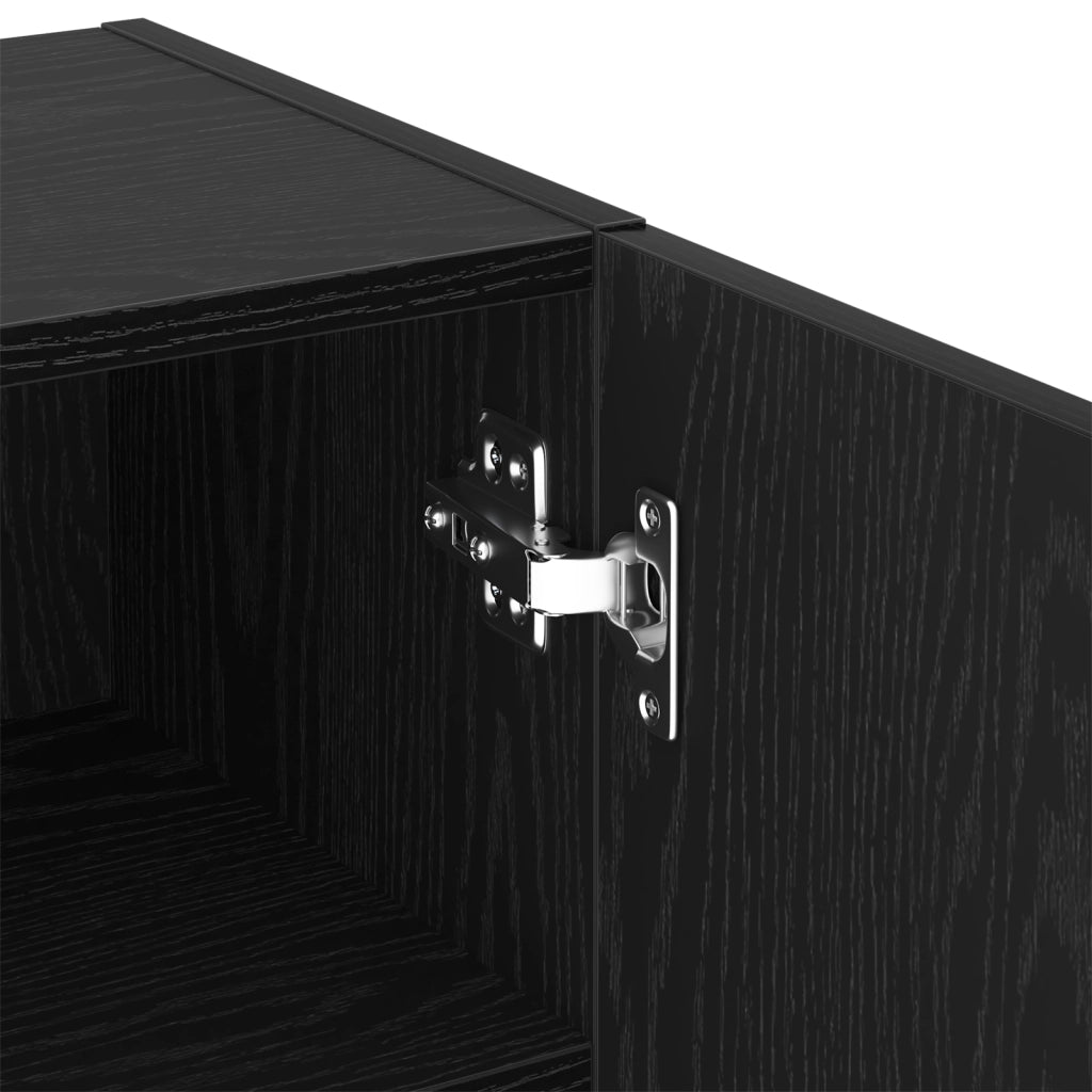 mobile TV  con luci LED rovere nero 40,5x30x102 cm