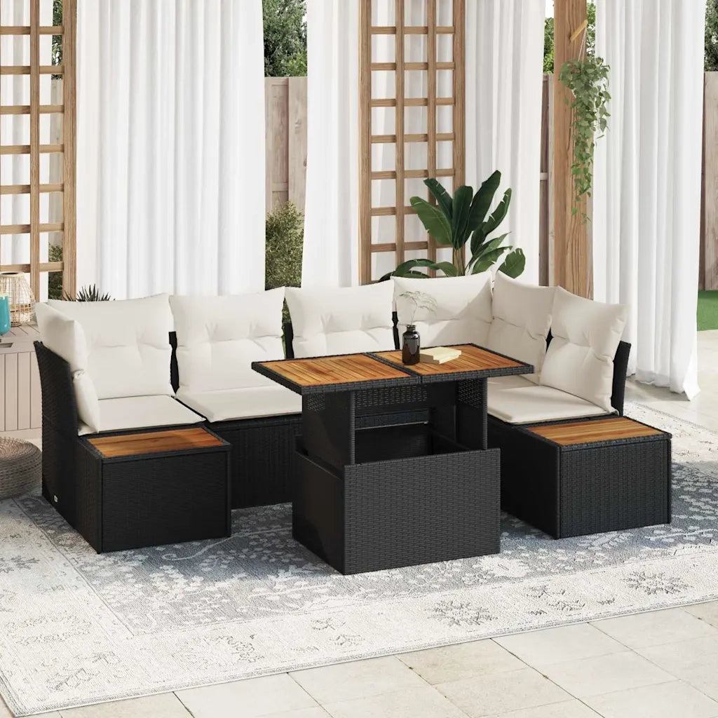 Set Divano da Giardino 10 pcs Nero Poly Rattan 3358836
