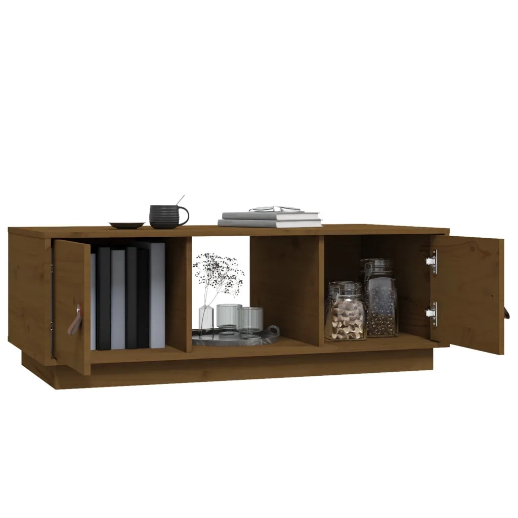 Tavolino da Salotto ambra 100x50x35 cm Legno Massello di Pino 818268