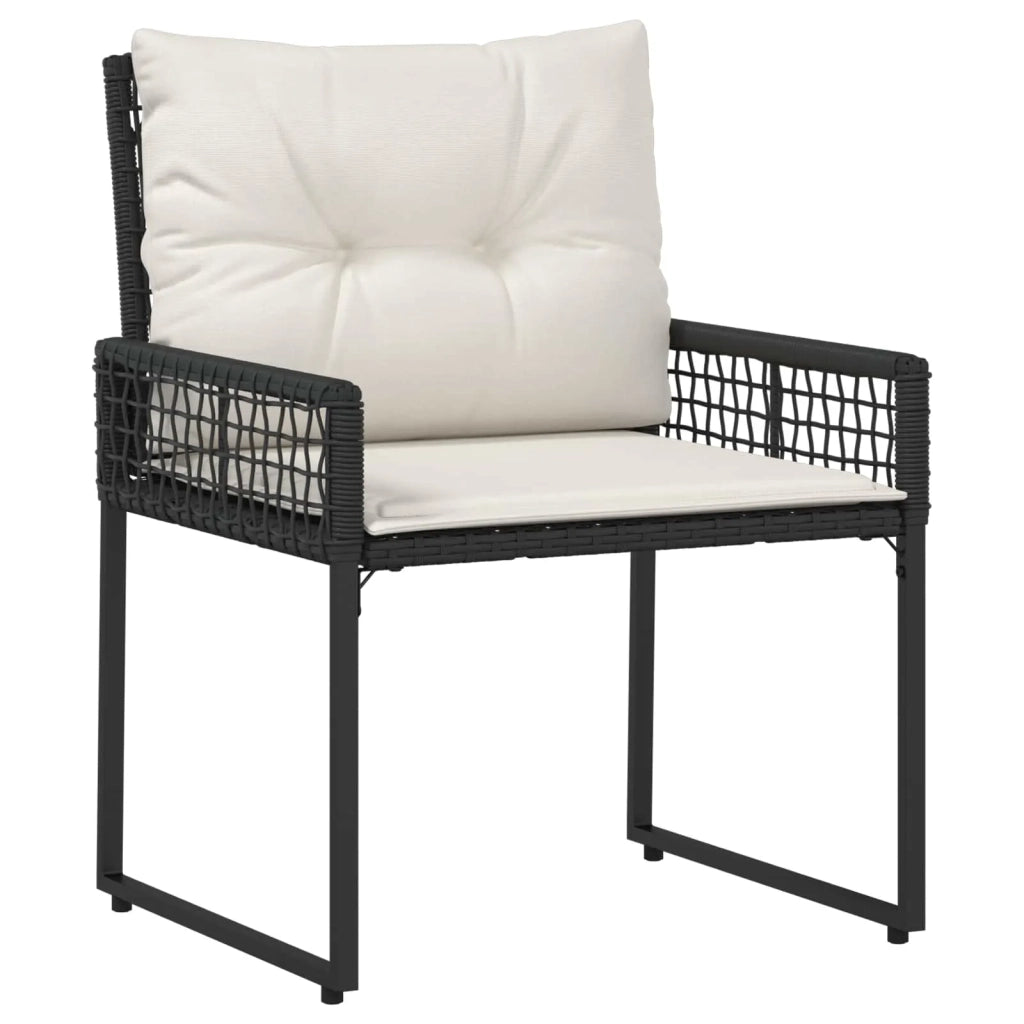 Set di Mobili da Esterno con cuscino 3 pcs Nero e Bianco