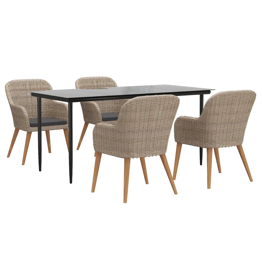 Set da Pranzo da Giardino 5 pz con Cuscini Marrone cod mxl 40043