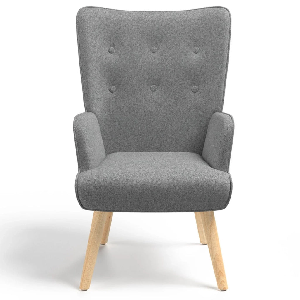 IDMarket - Poltrona scandinava IVAR in tessuto grigio chiaro