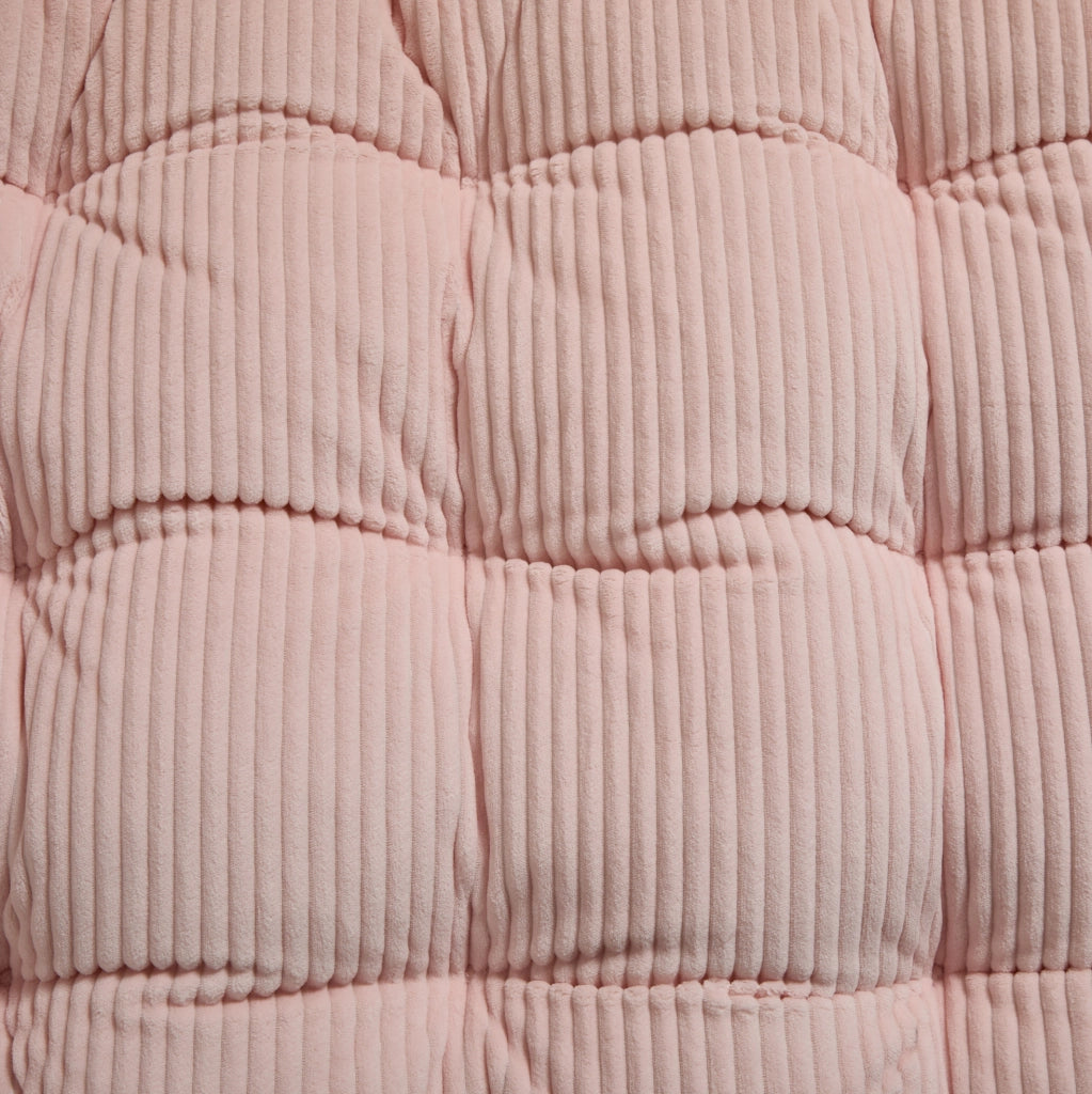 Sedia a dondolo da esterno con cuscino spesso; struttura in acciaio nero e seduta rosa 75x116x82 cm