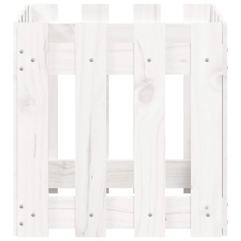 Fioriera rialzata per piante fiori e terrazze con design a recinzione 40 x 40 x 40 cm pino bianco massiccio 02_0038095