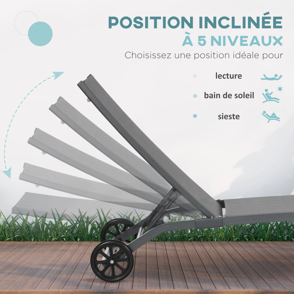Lettino da giardino pieghevole in alluminio e textilene con cuscino ¨C zephmum ¨C blu, 2 pezzi