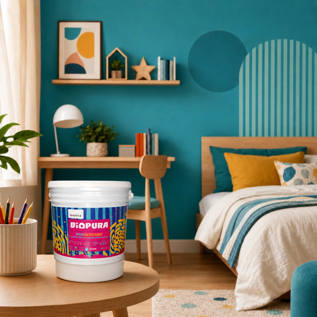 Popintenso palestra e decori interni pittura murale lavabile e coprente cromika *** formato 2.5 lt, colore- azzurro g...