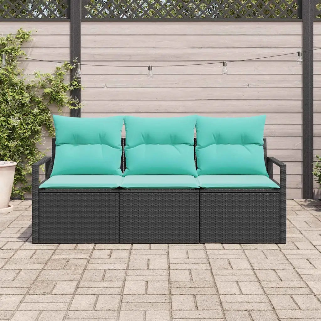Set di divani 3 pcs Nero polyrattan