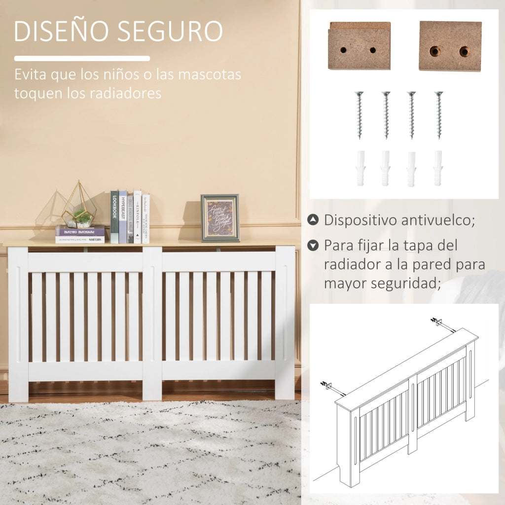 Copriradiatore in MDF con dispositivo antivolto ¨C zephmum ¨C Bianco 152x19x83 cm
