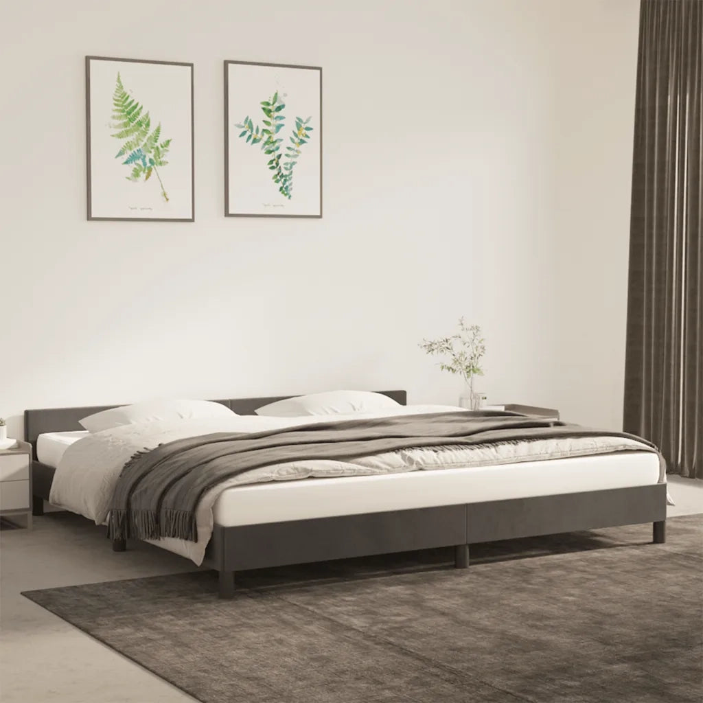 Letto matrimoniale | Letto per adulti | Giroletto senza Materasso Grigio Scuro 200x200 cm Velluto