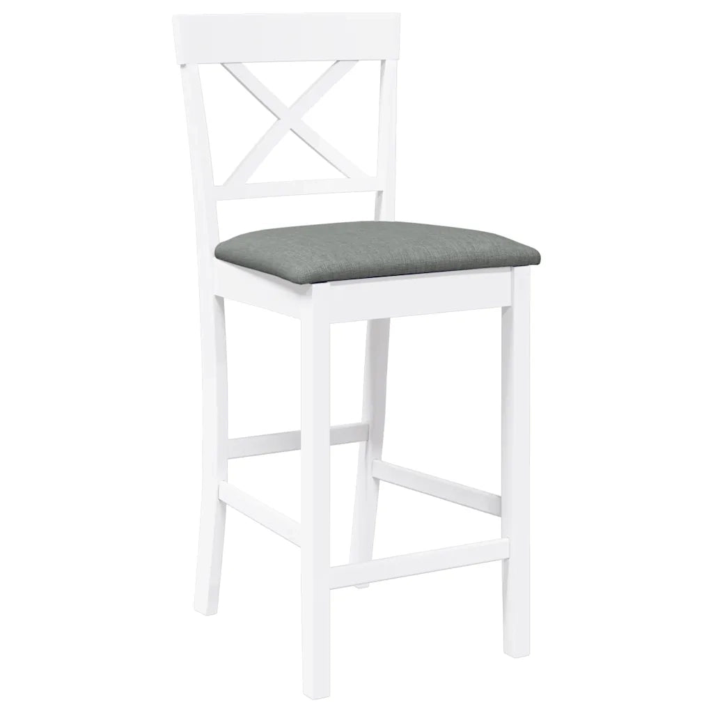 Sgabelli da Bar con Cuscini 2 pz Bianco Legno Massello di Hevea 4102551