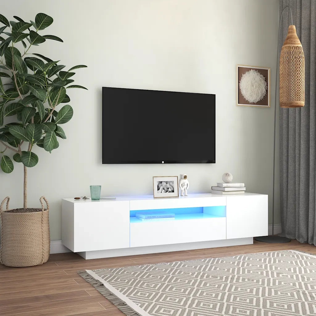 Mobile TV | Armadietto TV | Mobile Porta TV con Luci LED Bianco 160x35x40 cm