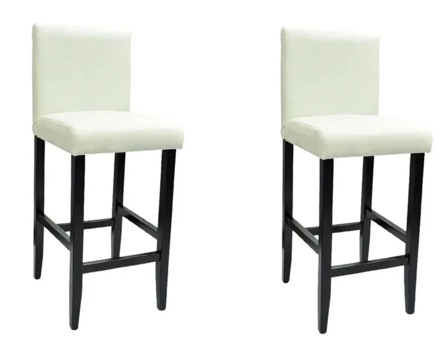 Set di due sgabelli da bar di design sedia con seduta in similpelle bianca 1202148