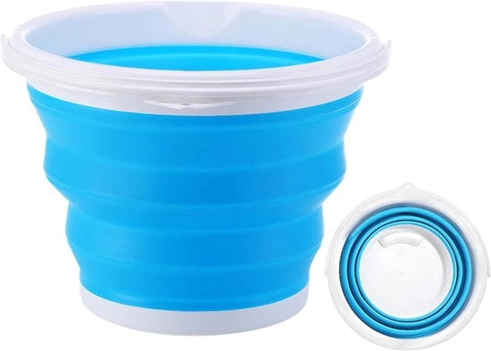 Emme 10L opvougbile con maniglie - Emme multifunzionale per bucato esterno finestre e uso all'aperto (Blu)