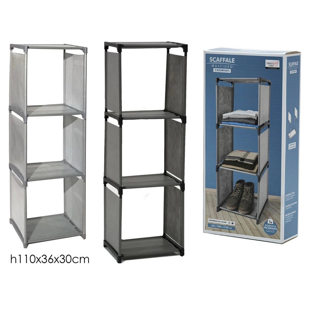 Trade Shop - Scaffale Multiuso A 3 Scomparti Ripiani Armadio Componibile Per Bucato Mobile Casa Bagno -