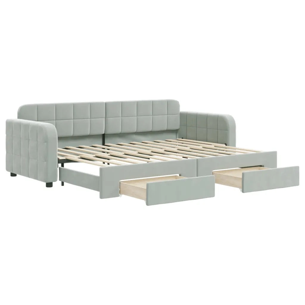 Divano Letto Estraibile Cassetti Grigio Chiaro 80x200cm Vellutocod mxl 82773