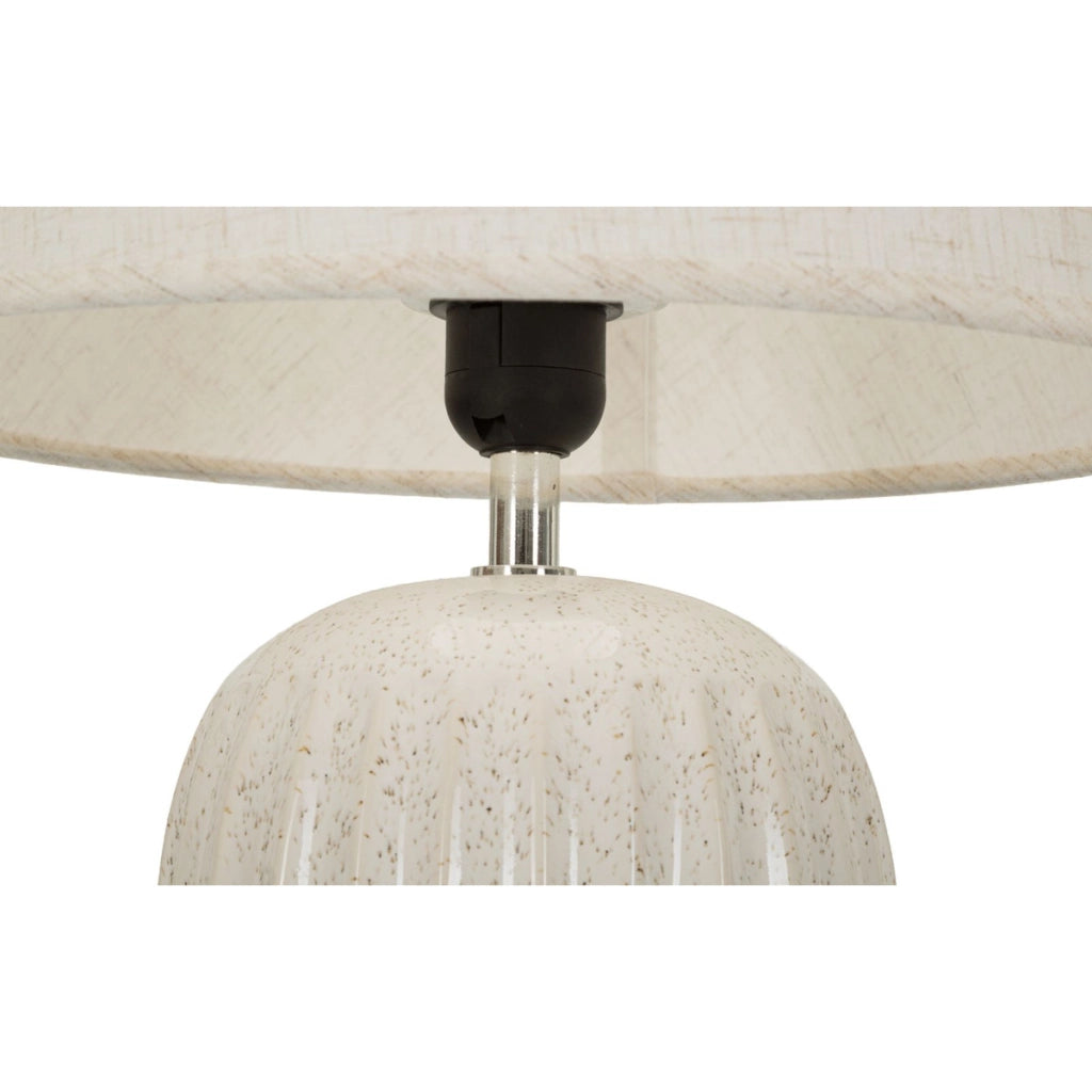 Lampada da tavolo Japandi in ceramica sabbia e crema