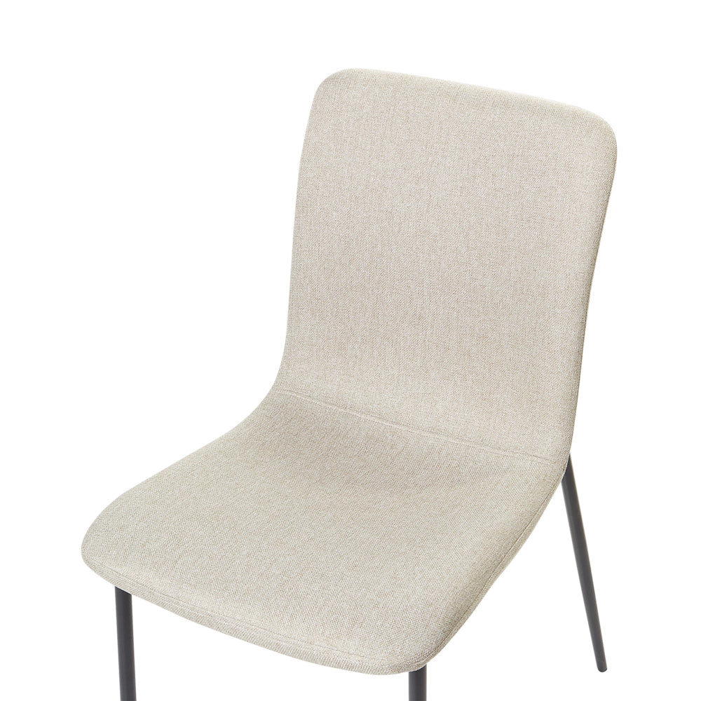 Set di 4 sedie da pranzo in tessuto poliestere Beige chiaro Sala da pranzo Gambe in ferro Elegante