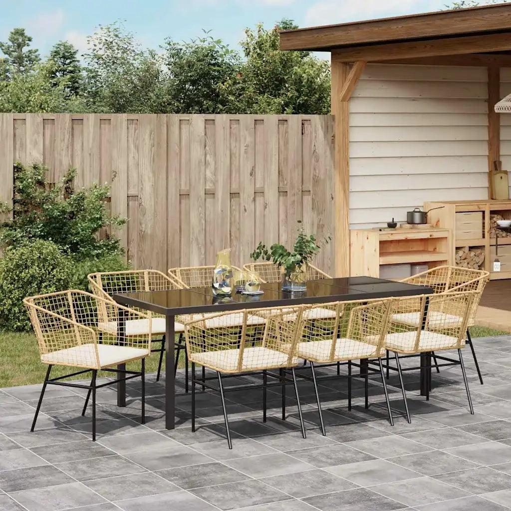 Set da Pranzo per Giardino 9 pcs Marrone polyrattan 3380917