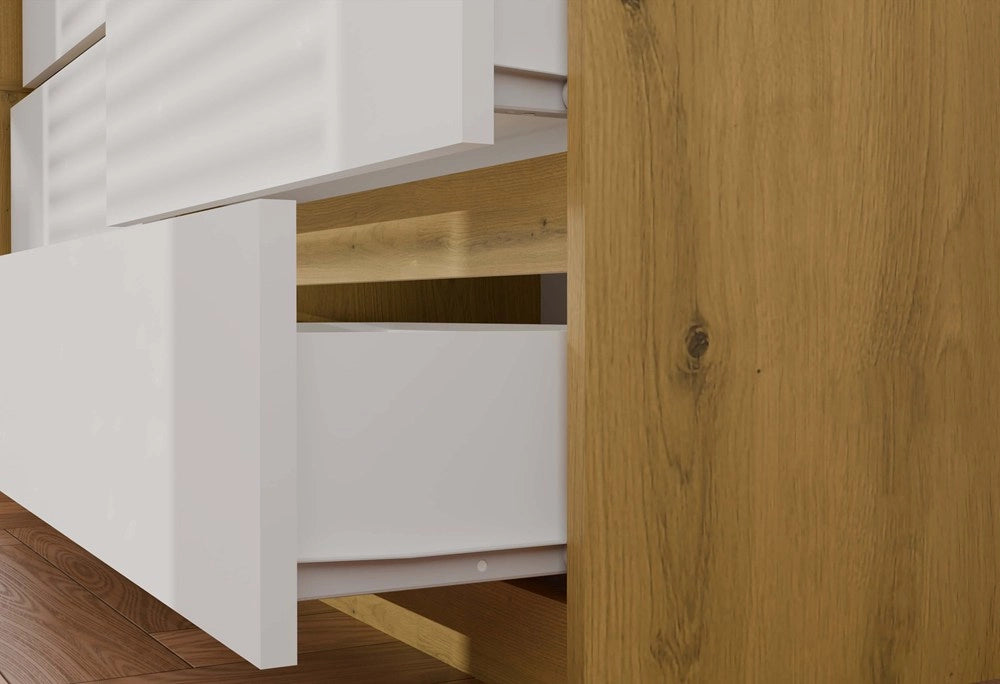 Cassettiera MALWA M6 140 rovere artisan bianco per camera e soggiorno