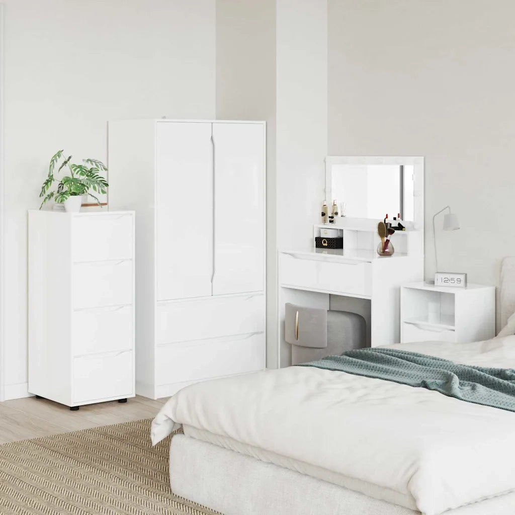 Armadio Bianco Lucido 40 x 48 x 105 cm Legno multistrato