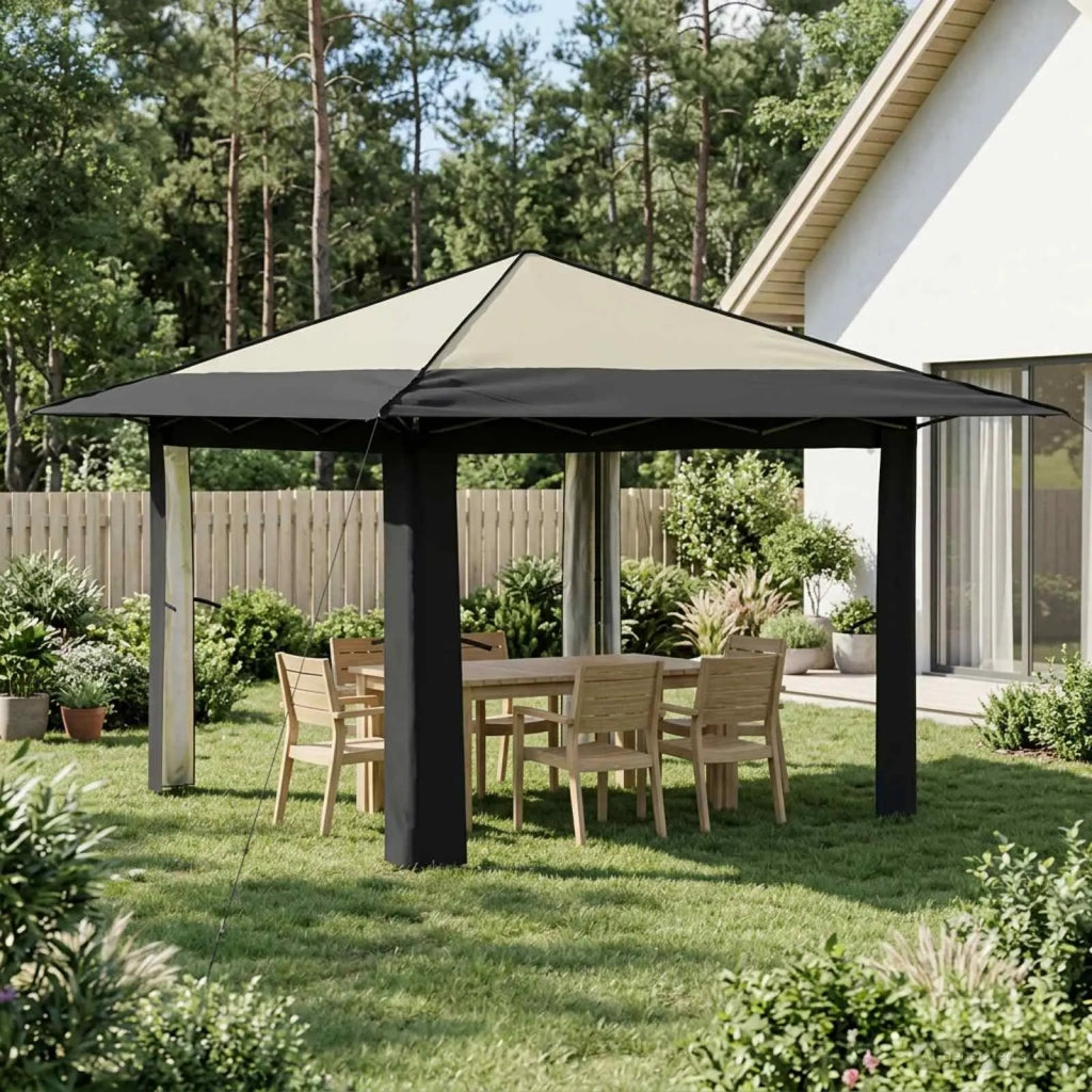 Gazebo senza Parete 3,3 x 3,3 m Crema e Antracite 42036811