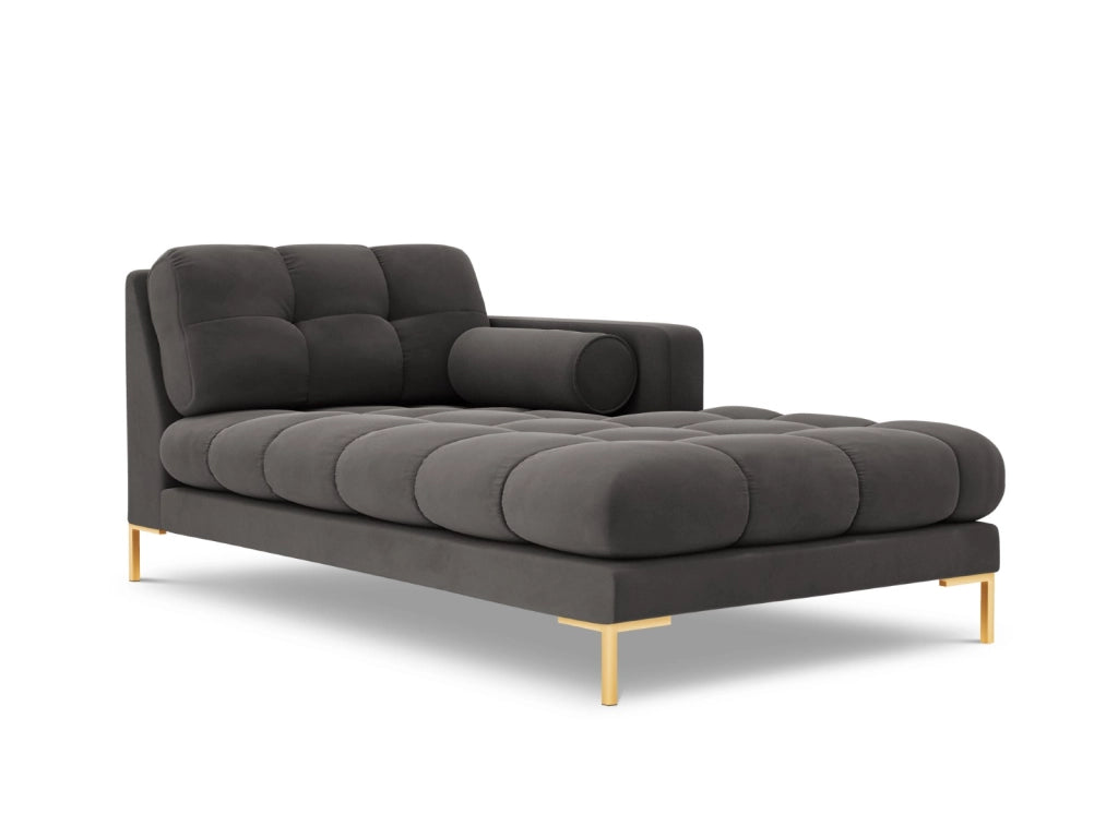 Cosmopolitan Design - Chaise longue destra "Bali" in velluto grigio scuro 