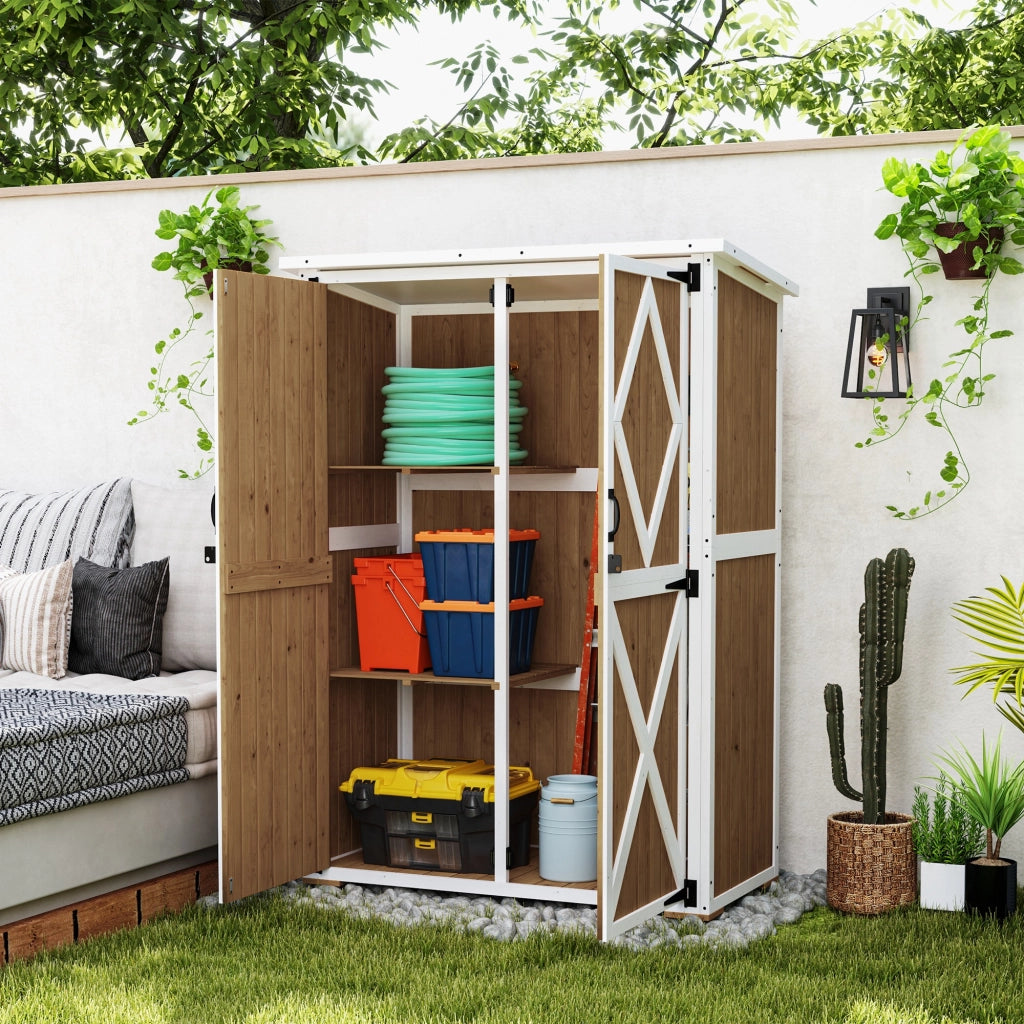 Capanno da Giardino in Legno ¨C zephmum ¨C 116.5x57x159/167 cm Marrone Bianco