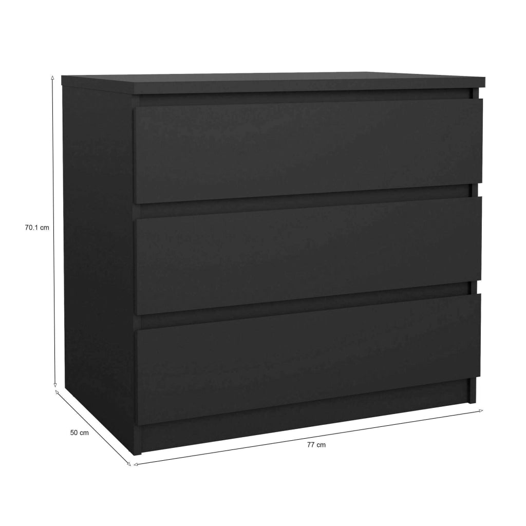 Cassettiera Artic, Settimino multiuso, Comò camera da letto, Mobile con cassetti, 77x50 h70 cm, Nero