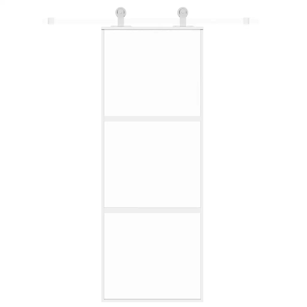Porta Scorrevole Bianca 76x205 cm Vetro Temperato e Alluminiocod mxl 107774