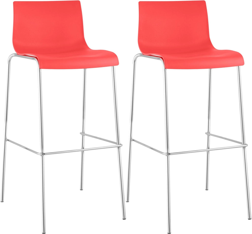 Set di 2 sgabelli da bar Hoover in plastica con struttura a 4 piedi cromata 2