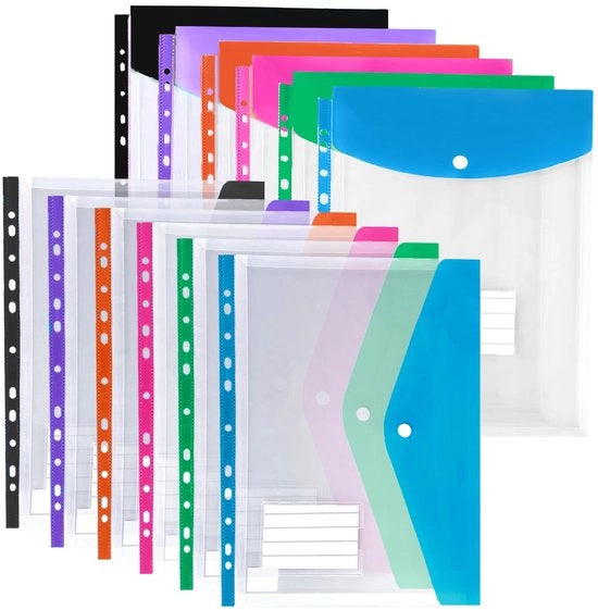 Documenti A4, sistema di archiviazione espandibile in 12 parti, cartellino documenti A4 con chiusura a vite e rilievo per etichetta, cartella impermeabile.