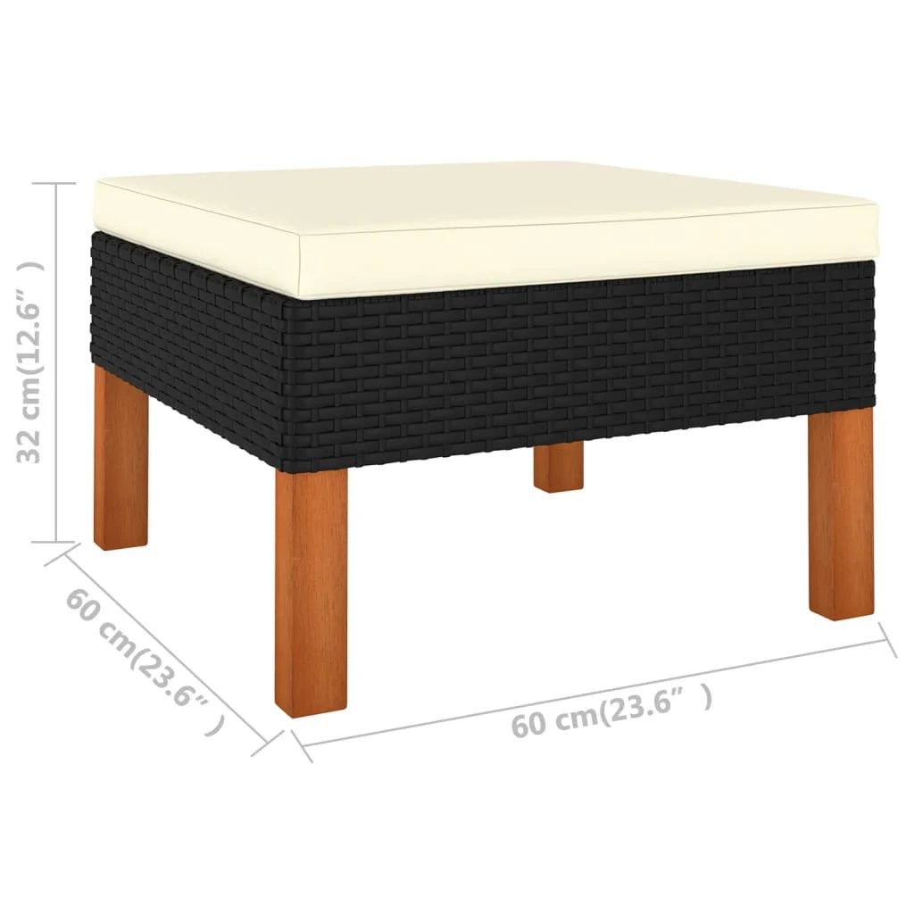 Set di mobili da giardino mobili da esterno 7 pezzi con cuscini resina intrecciata nera 02_0017317