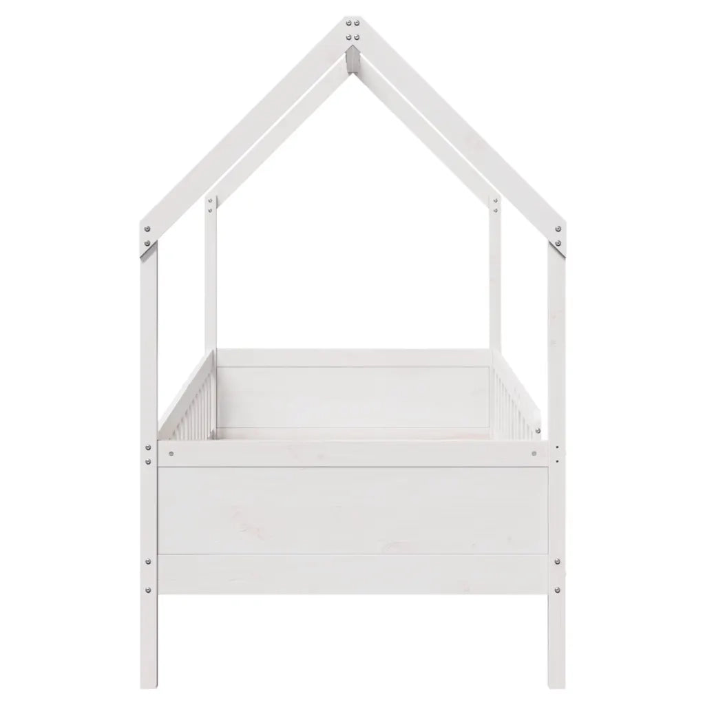 Giroletto Casetta Bambini | Letto Infantile | Lettino Bianco 90x190 cm Legno Massello Pino