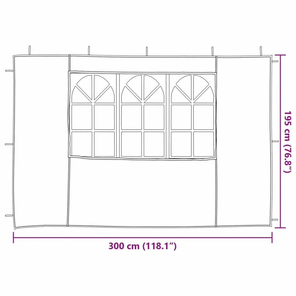 Parete per tenda da festa 2 pcs 300 x 195 cm Rosso PE e Acciaio