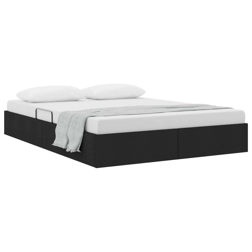 Letto ottomano con archiviazione Nero 140 x 200 cm Tessuto 3442828