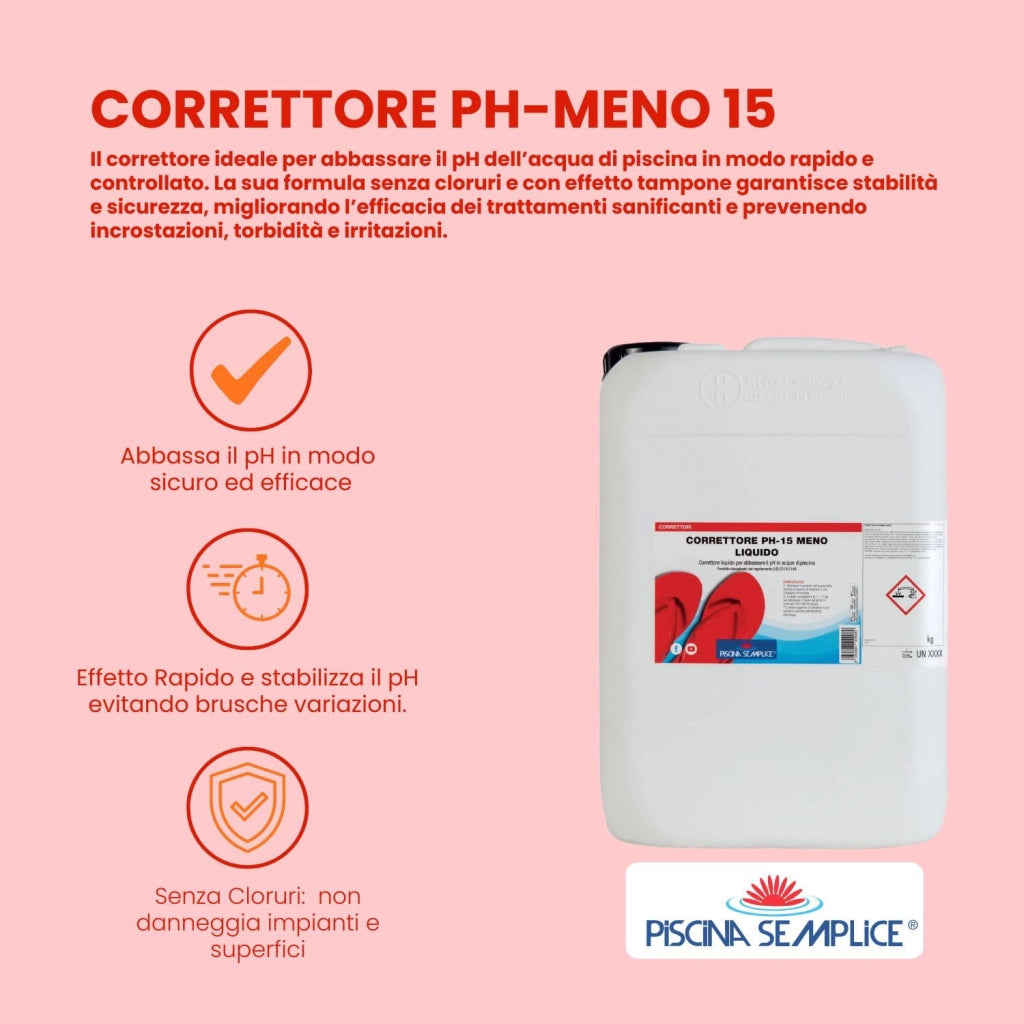 Regolatore PH Meno 15% per Piscina Liquido Lt 25 Piscina Semplice