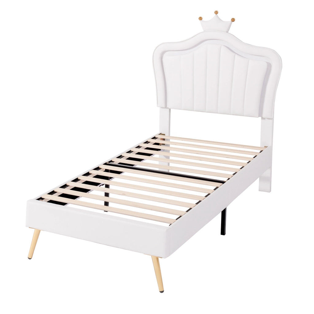 Letto per Bambini 90 x 200 cm e 140 x 200 cm; con LED e Testiera Regolabile; senza Materasso; Bianco