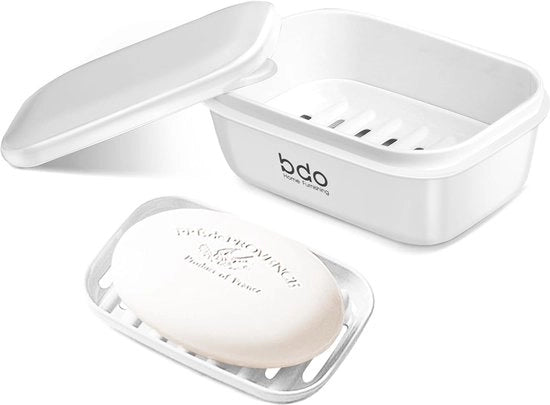 Set di contenitori per sapone - 2 pezzi - Contenitore per sapone con scarico - Contenitore per sapone - Contenitore per sapone - Contenitore per sapone - Contenitore per sapone - Bianco