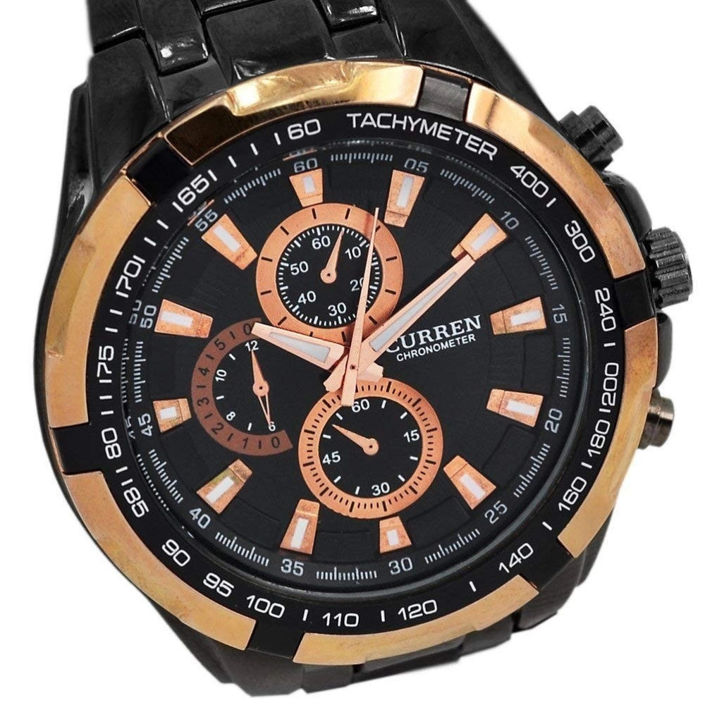 Trade Shop - Orologio Da Polso Analogico Watch Quarzo Black Silver Curren 8023 Impermeabile -