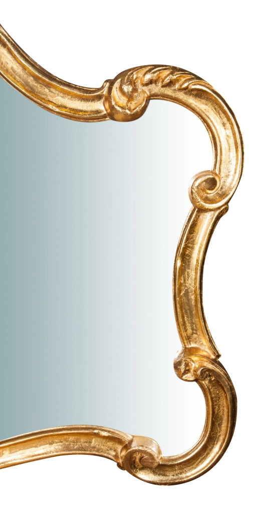 Biscottini Specchiera da parete in legno finitura foglia oro anticato L81xPR4xH69 cm Made in Italy