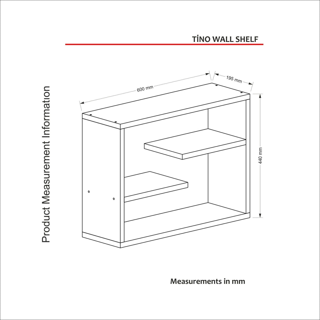 Mensola da parete in legno "Tino" - 60 x 19 x 44 cm - Noce