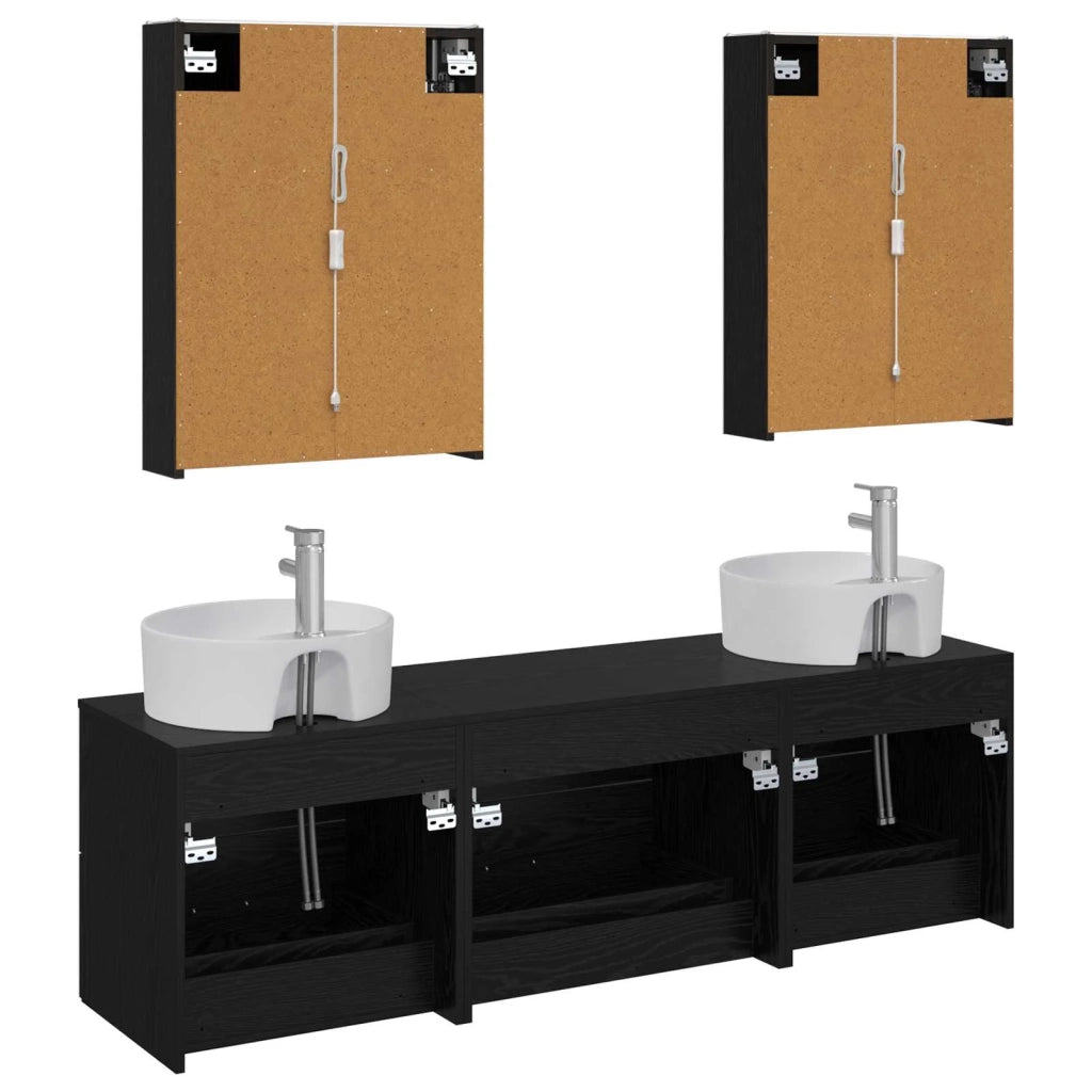 Set di mobili per il bagno 5 pcs Rovere Nero 3406888