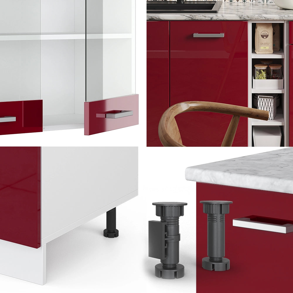 Vicco Cucina completa Rosso lucido/bianco 160 cm , PL Marmo