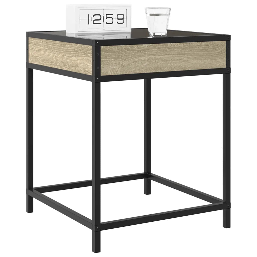 Comodino | Armadio da Notte | Mobiletto da notte con LED Infinity Rovere Sonoma 40x40x51 cm