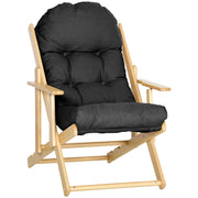 Poltrona Relax Reclinabile Pieghevole in Legno ¨C Minimal ¨C Grigio Scuro con Cuscino