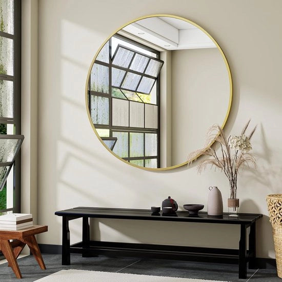 Specchio da parete rotondo in metallo 106 cm - Alzatura per decorazione bagno e soggiorno