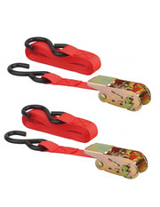 Set di 2 cinghie 4,5 m con cricchetto e gancio a S, rosse, 25 mm – THIRARD