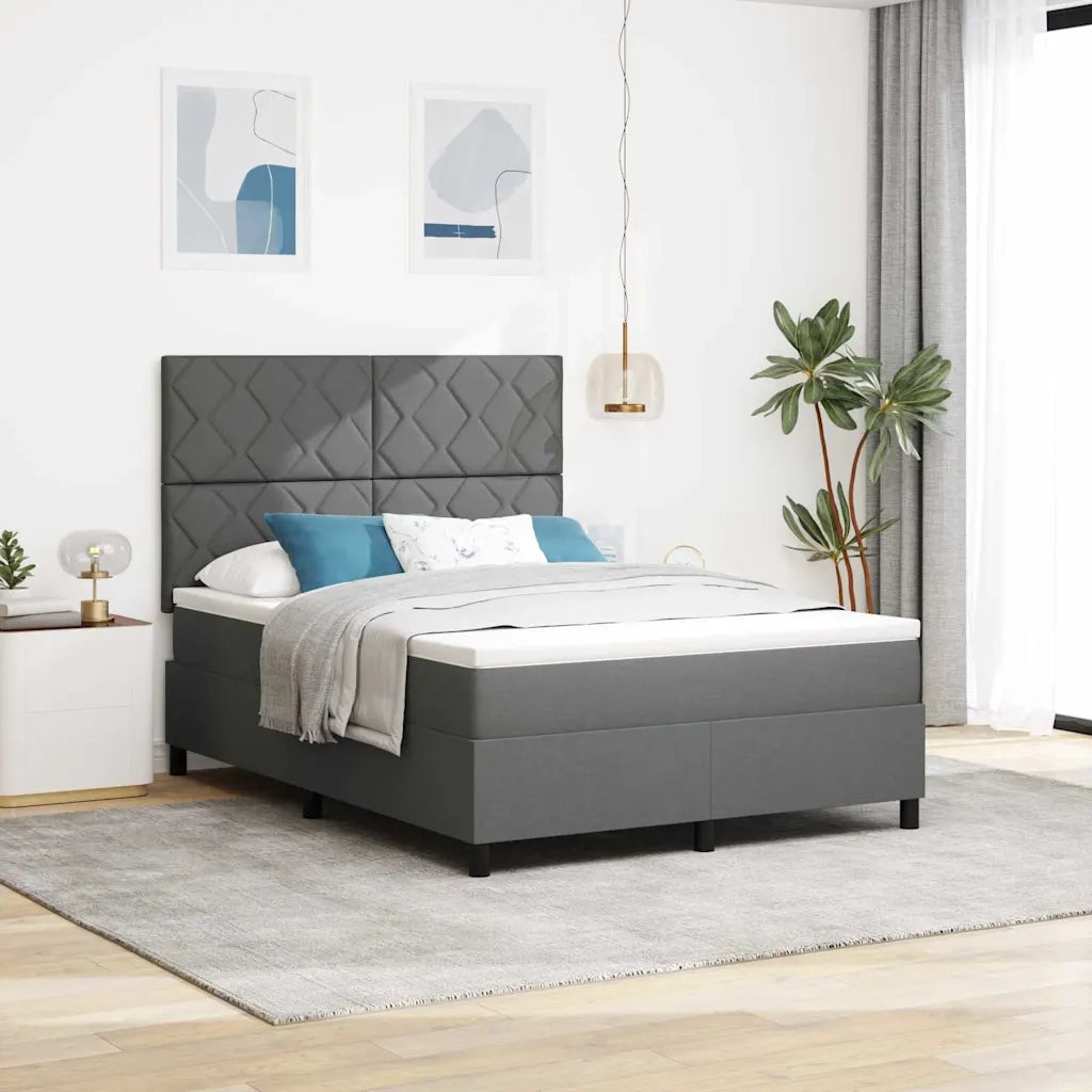 Letto a molle con materasso Grigio scuro 140 x 200 cm Tessuto 3342950