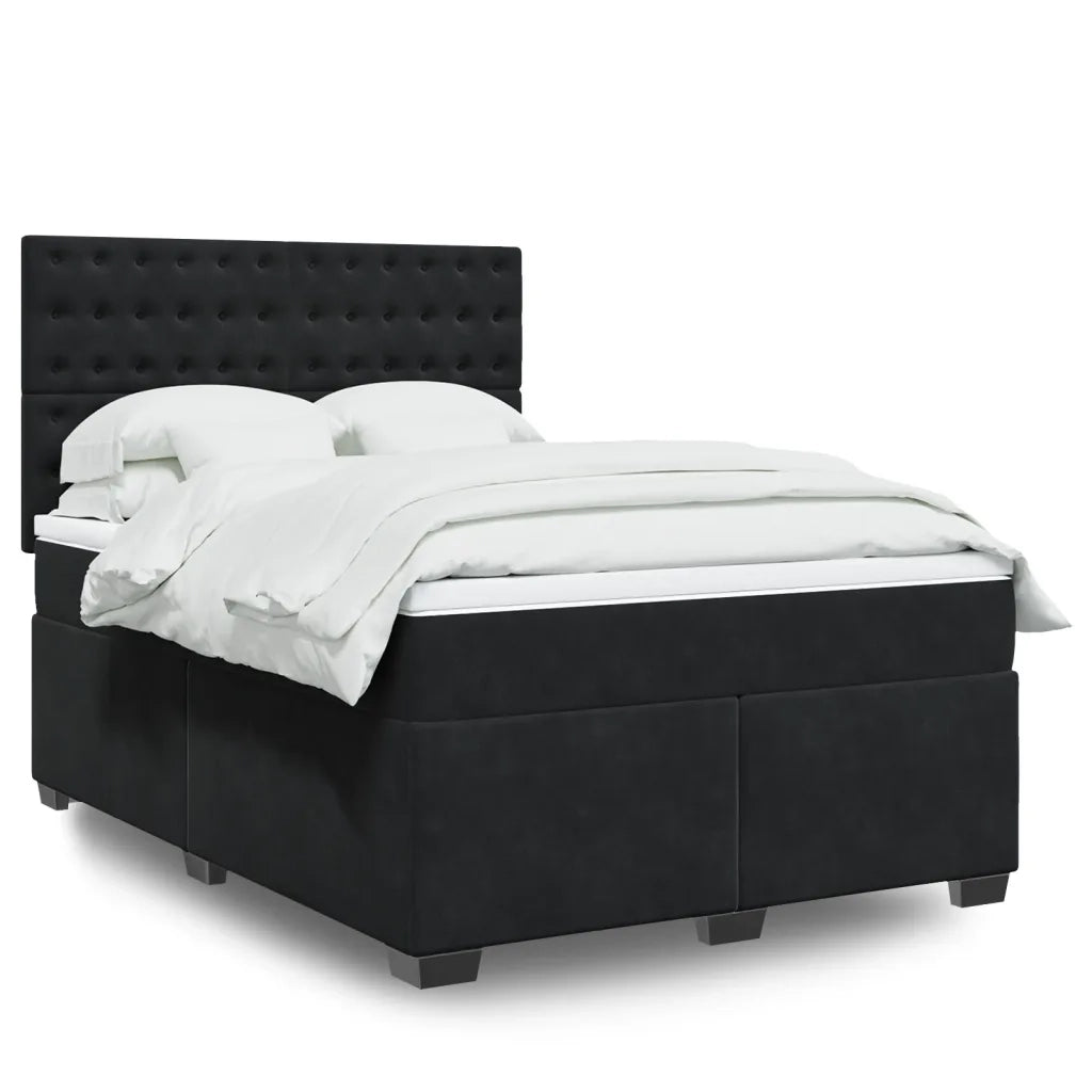 vidaXL Giroletto a Molle con Materasso Nero 160x200 cm in Velluto
