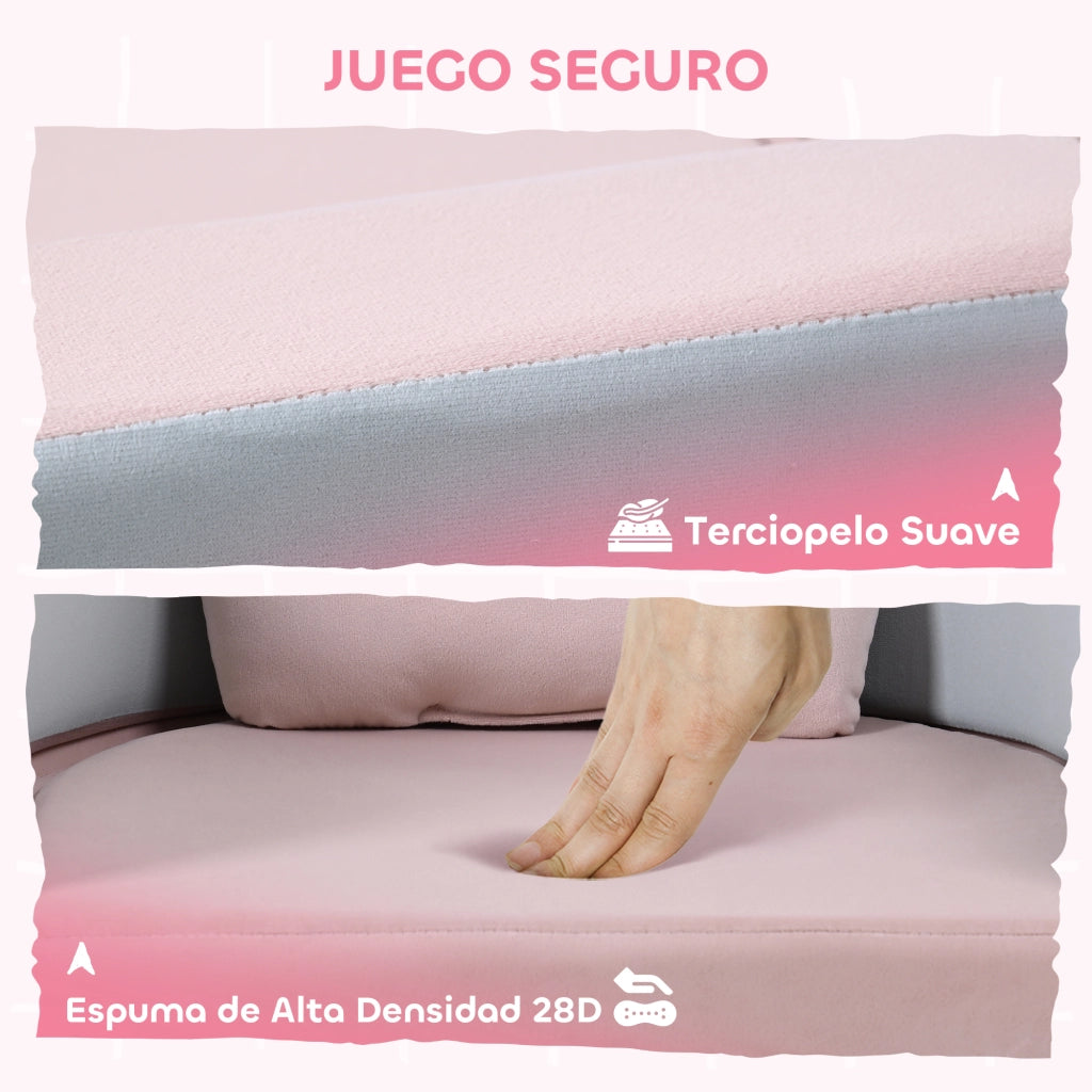 Letto a soppalco con cuscino corona ¨C zephmum ¨C rosa e azzurro 116x61x14
